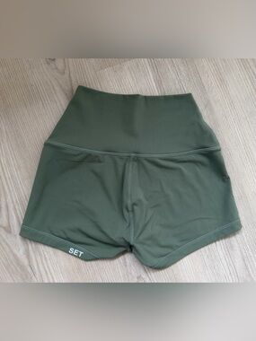 SET Active High-Waist Olive Green Women's Micro Workout Shorts